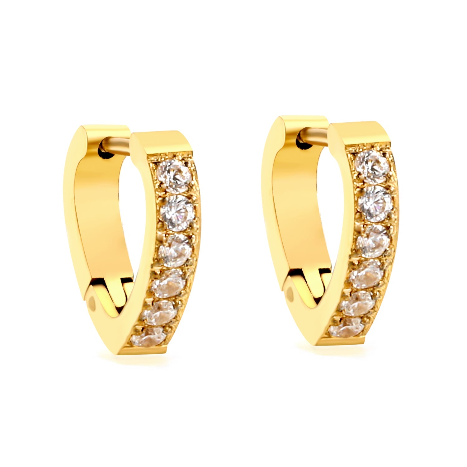 Heart Shaped Circle with White & Pink Diamonds Ear Clips 2.8*14.*12.8mm asonjewelry